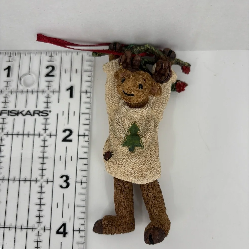 Boyds Dangle Moose Christmas Ornament Dangling Feet Tree Sweater Vintage 2004